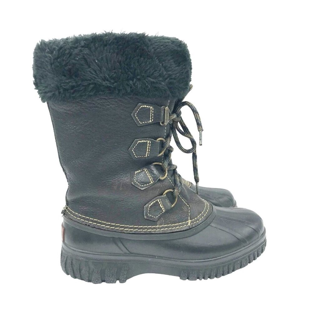SOREL Snow Boots Fleece Lined Brown Leather Exterior Waterproof Womens 7